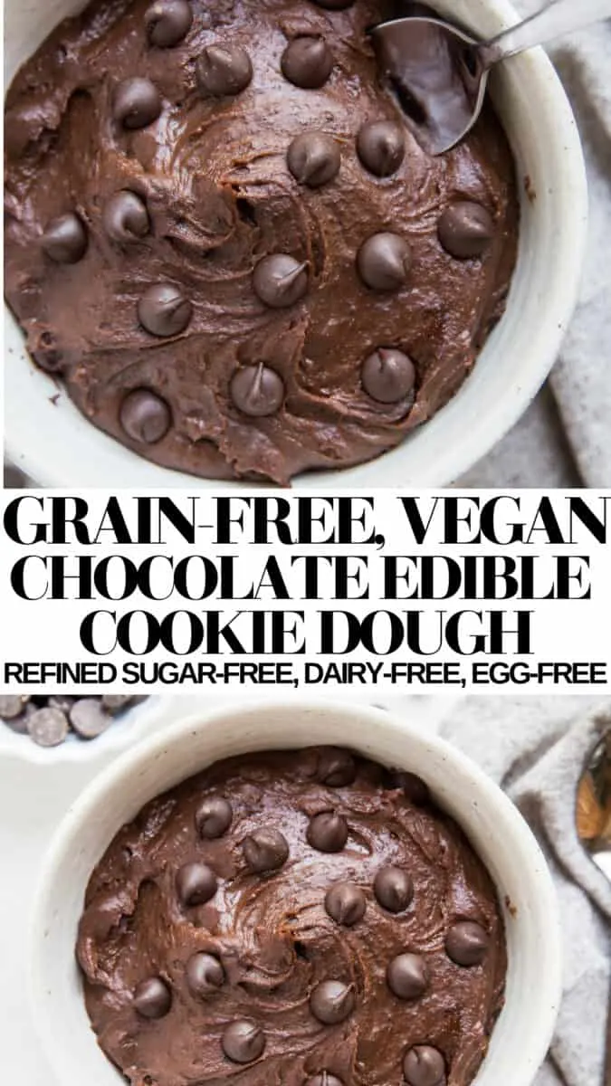 Healthy Gluten-Free Double Chocolate Edible Cookie Dough made grain-free with black beans! This nutritious dessert recipe is gluten-free, dairy-free, and refined sugar-free #vegan #chocolate #glutenfree #healthydessrt