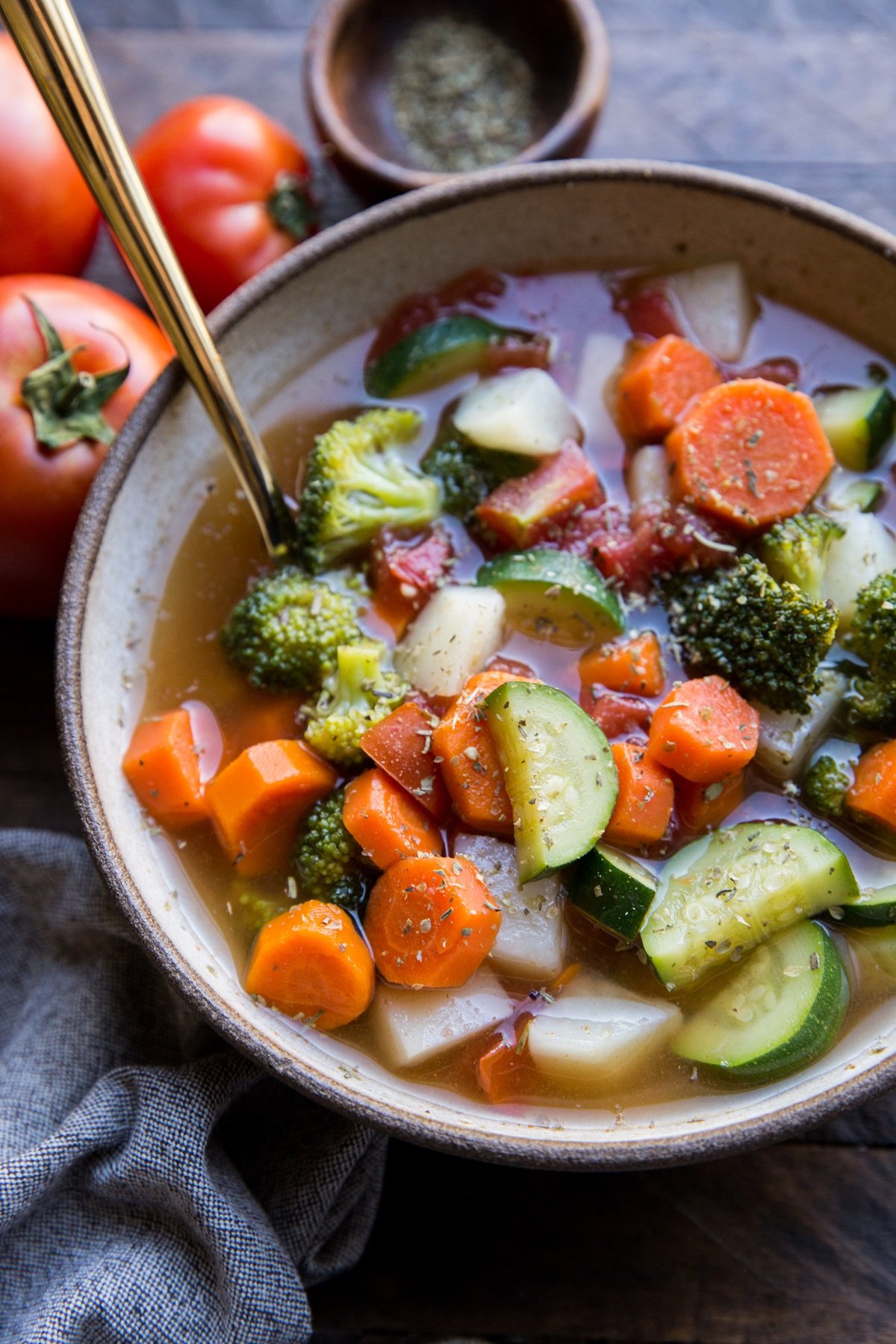 Easy Vegetable Soup - a quick and easy vegan soup recipe - easy to add or change vegetables! Paleo, whole30, low-carb and satisfying!