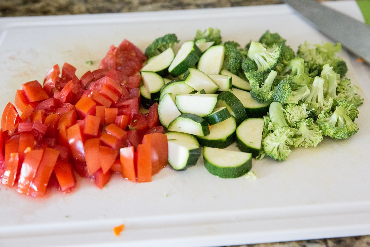 Soup ingredients on a cutting board