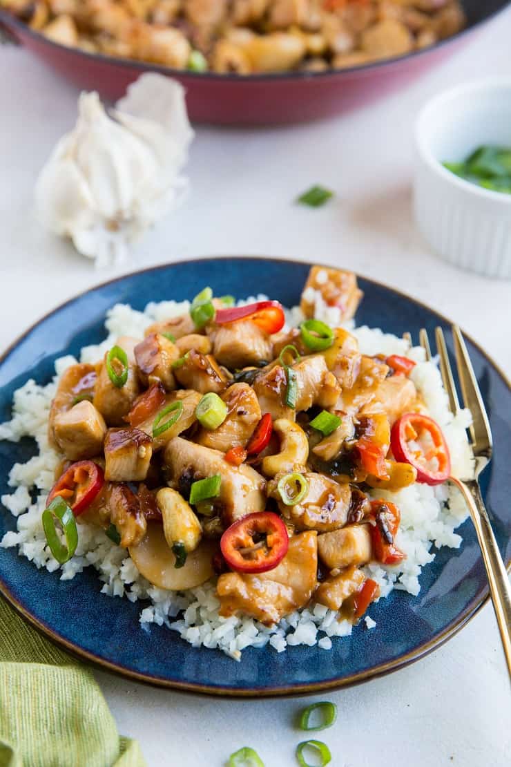 A healthier version of Chinese Kung Pao Chicken made gluten-free, refined sugar-free, and soy-free. Easy to prepare and magically delicious