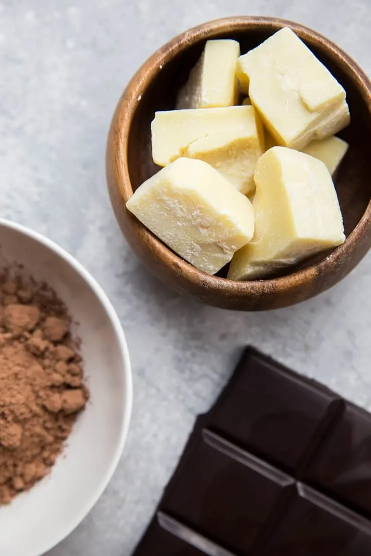 Ingredients for homemade dark chocolate
