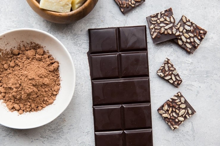 How to Make Chocolate - Homemade dark chocolate bars or milk chocolate bars using cocoa powder. Only a few ingredients needed to make homemade chocolate! Vegan, paleo, dairy-free, lots of sweetener options