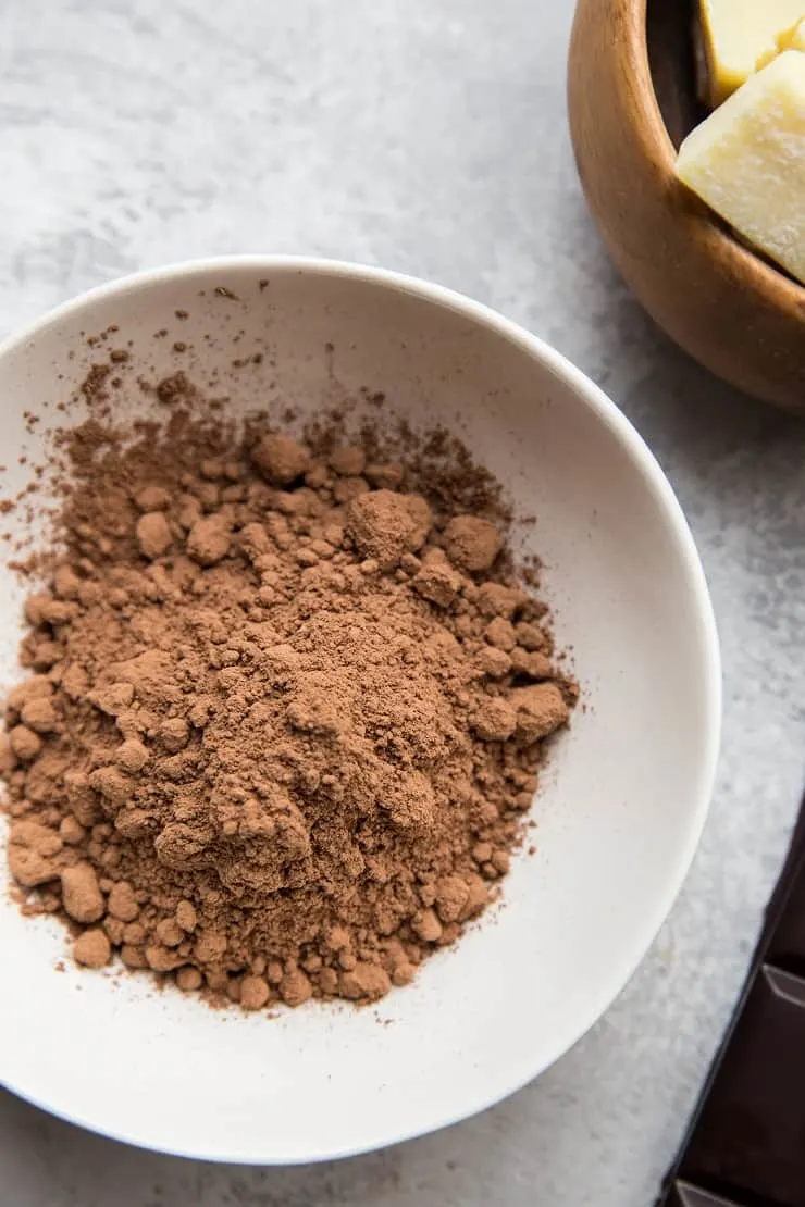 Ingredients for homemade chocolate using cocoa powder