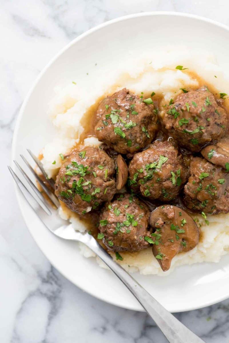 Swedish Meatballs from Wholefully - The whole family will love these comforting Instant Pot Swedish Meatballs with Mushroom Gravy. And thanks to the Instant Pot, dinner will be ready in 40 minutes!