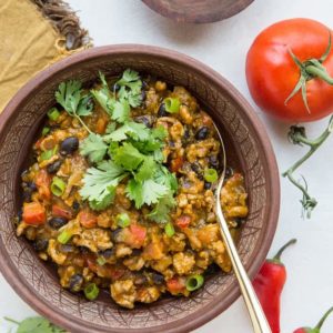 Turkey Pumpkin Chili with Black Beans - a thick, nourishing chili recipe that is quick and easy to prepare. Recipe post includes instructions for Instant Pot and Crock Pot