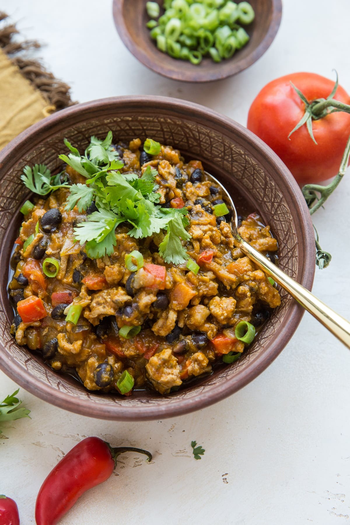 Turkey Pumpkin Chili with Black Beans - a thick, nourishing chili recipe that is quick and easy to prepare. Recipe post includes instructions for Instant Pot and Crock Pot