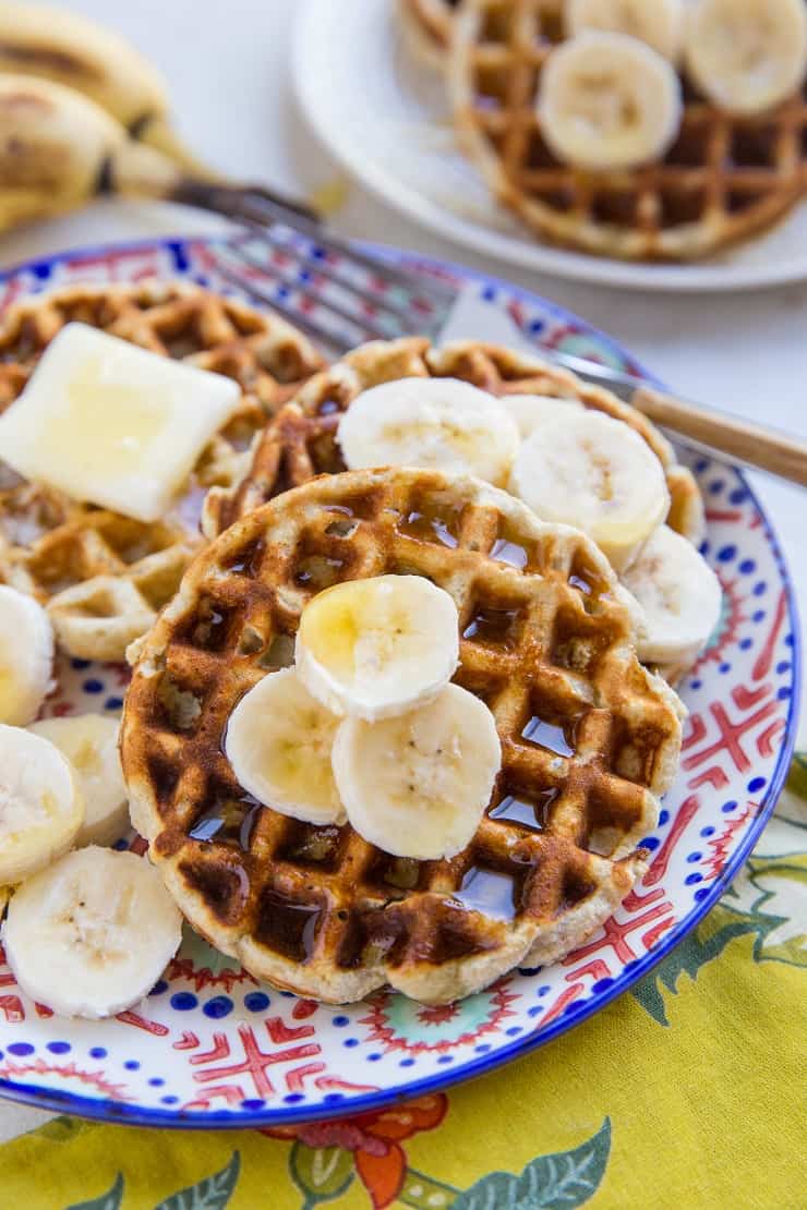 4-Ingredient Paleo Banana Waffles with coconut flour - an easy waffle recipe that is grain-free, dairy-free and delicious