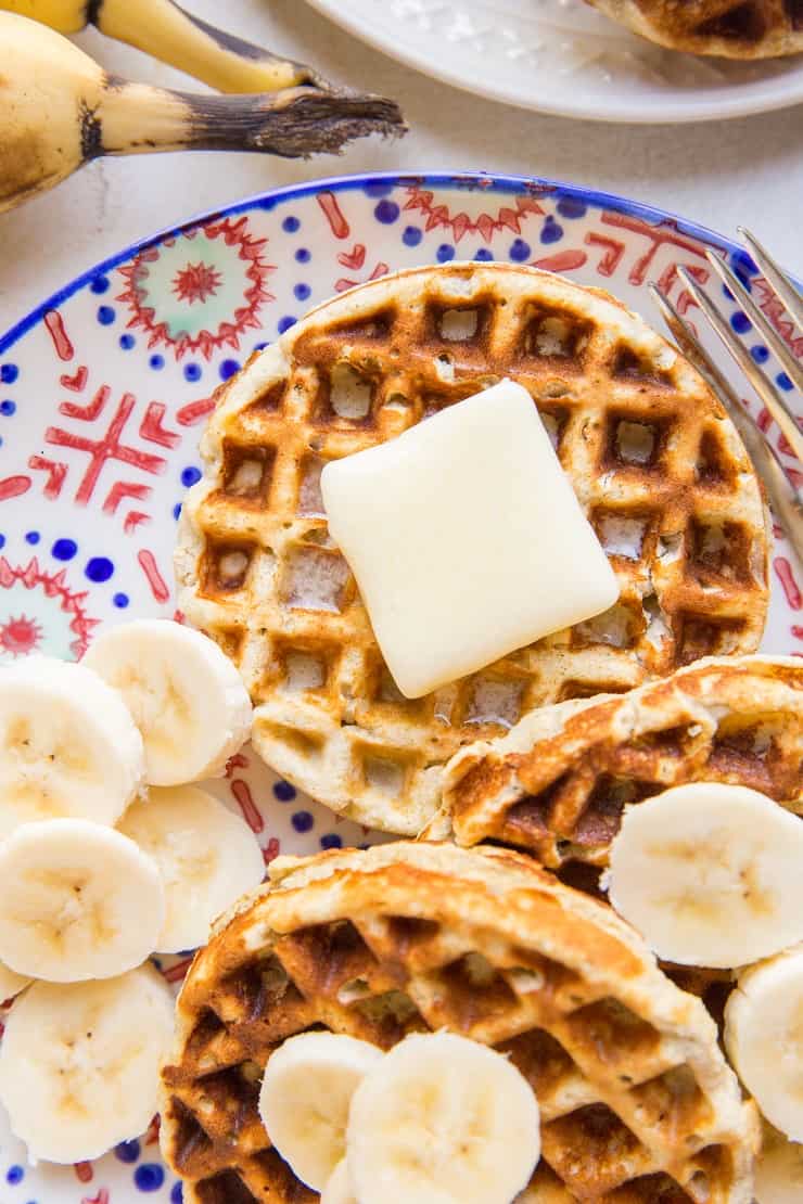 4-Ingredient Banana Waffles made with coconut flour - grain-free, dairy-free, paleo, delicious!