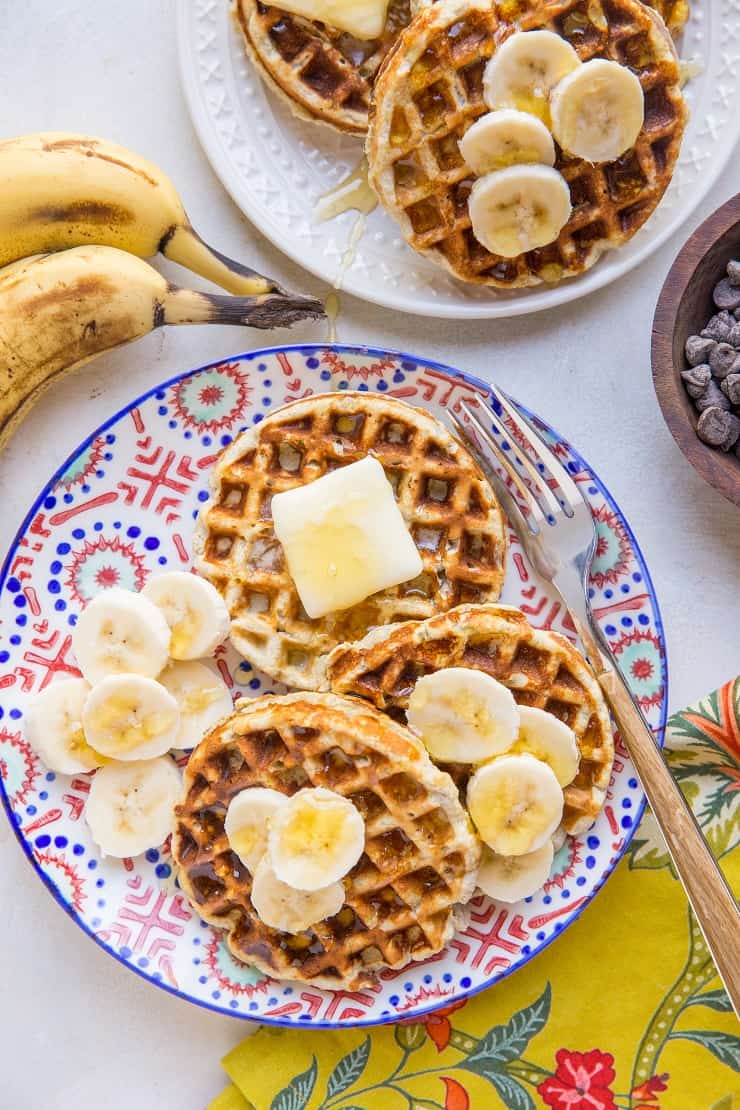 Easy 4-Ingredient Coconut Flour Paleo Banana Waffles - grain-free, dairy-free, oil-free, and easy to make