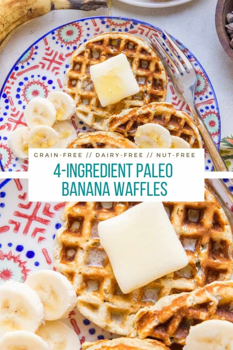 4-Ingredient Paleo Banana Waffles - nut-free, grain-free, dairy-free, healthy and delicious breakfast recipe