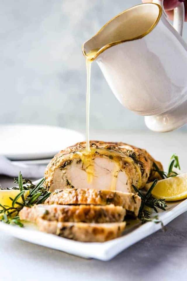 Instant Pot Turkey Breast from Recipes From a Pantry - With this recipe for Instant Pot Turkey Breast with Garlic Butter Gravy you can make moist and juicy turkey and gravy in less than an hour! So easy and so delicious, you will not only want to make this for Thanksgiving but all year long as well. 