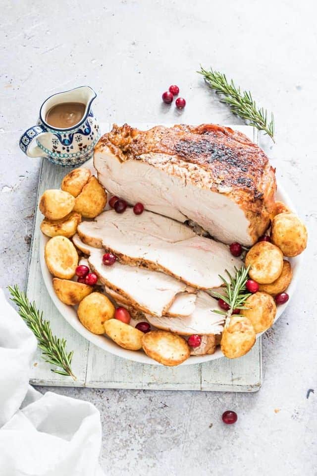 Air Fryer Turkey Breast from Recipes from a Pantry - Air frying a turkey breast results in incredibly moist, juicy turkey, and so easy to make! Perfect for both busy midweek meals and holiday celebrations.