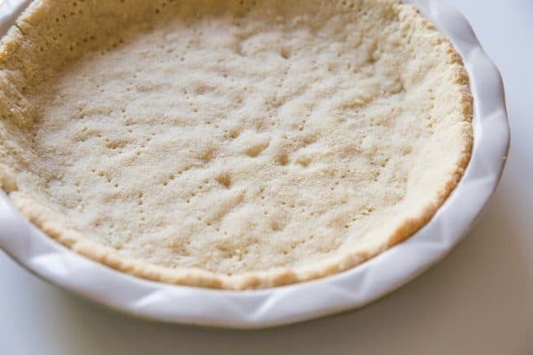 Bake pie crust until golden-brown before filing it with any pie filling