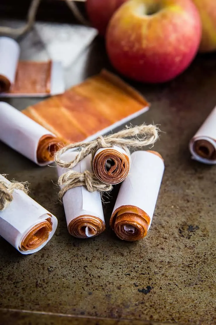 Apple Fruit Leather - a healthy snack or treat using fresh apples. Fun for kids school lunches or afterschool snack