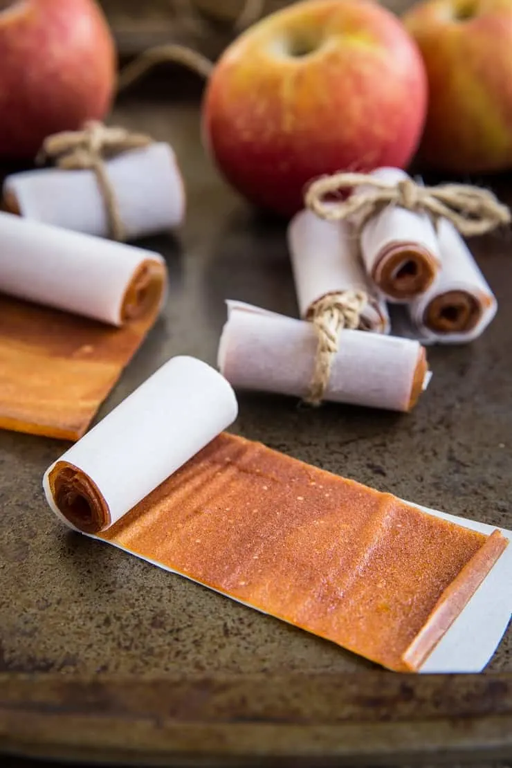 Homemade Fruit Leather using fresh apples (or pears) - all you need is a few ingredients to make healthy homemade fruit roll-ups!