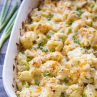 Cheesy Creamy Keto Cauliflower Casserole is a low-carb side dish great for any feast