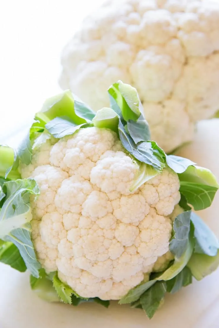 Two heads of cauliflower for casserole