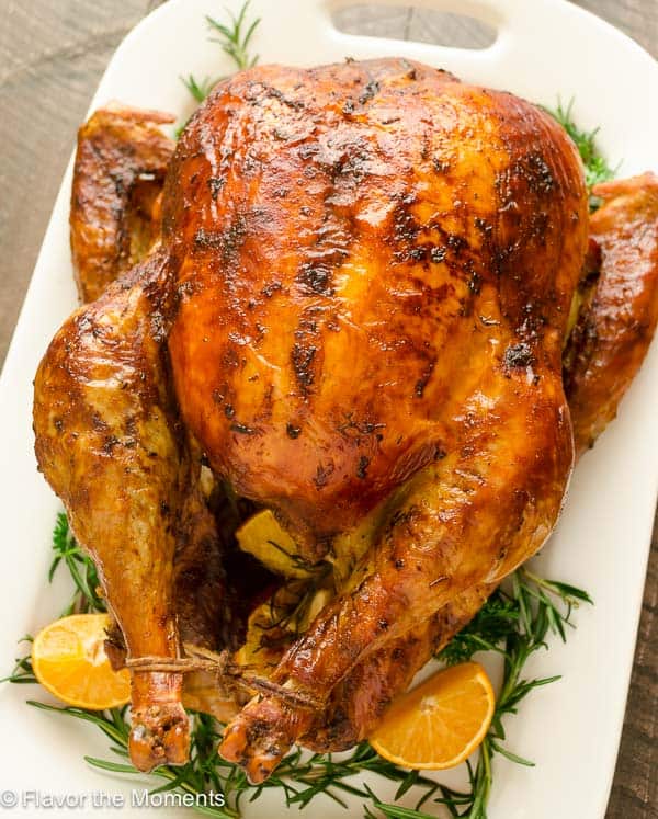 Dry Brined Orange Rosemary Roasted Turkey from Flavor the Moments -  Dry Brined Orange Rosemary Roasted Turkey is the easy way to brine your turkey with no messy liquid and the crispiest skin ever!