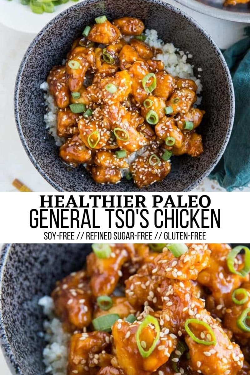 Healthy Paleo General Tso's Chicken - grain-free, soy-free, refined sugar-free healthier version of the classic Chinese dish.
