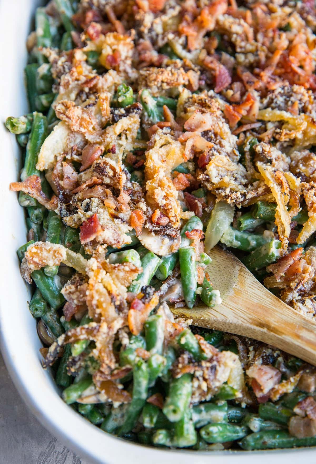 Keto Green Bean Casserole made dairy-free and wheat-free for a healthier version. Amazing holiday side dish that is low-carb and delicious!
