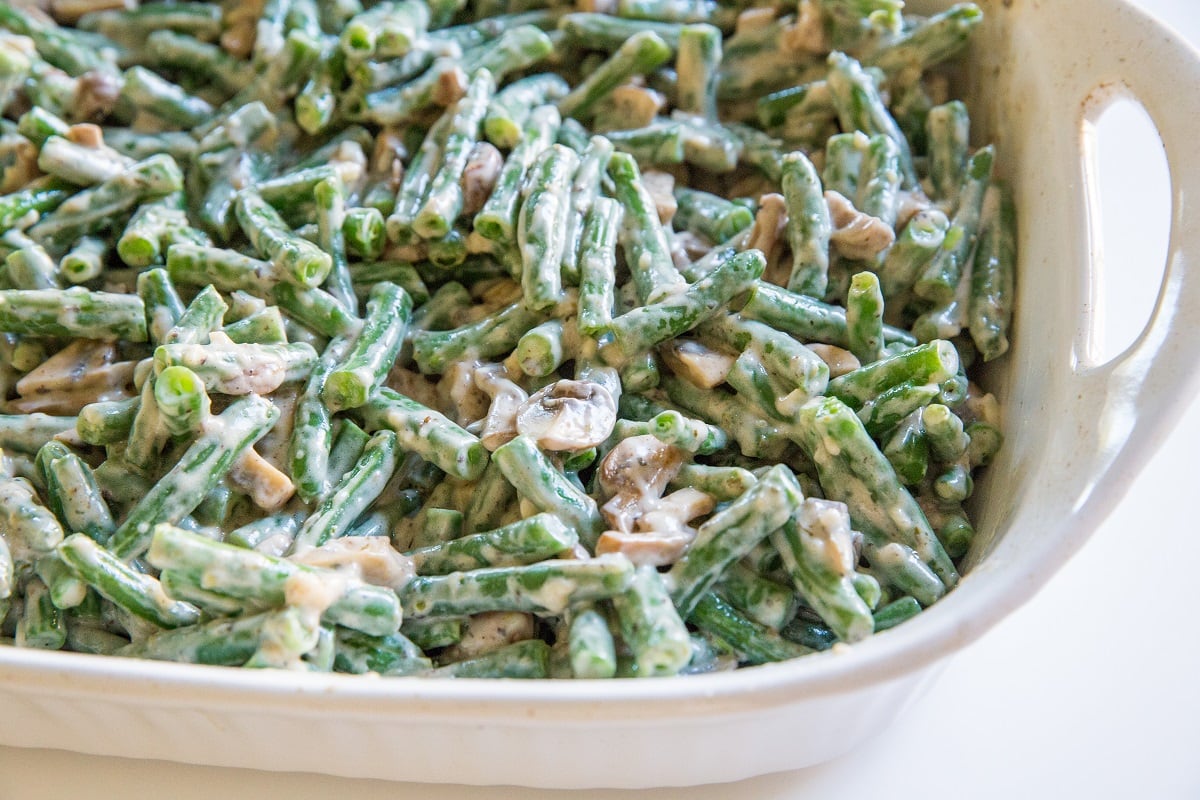 Stir the creamy sauce into the green beans