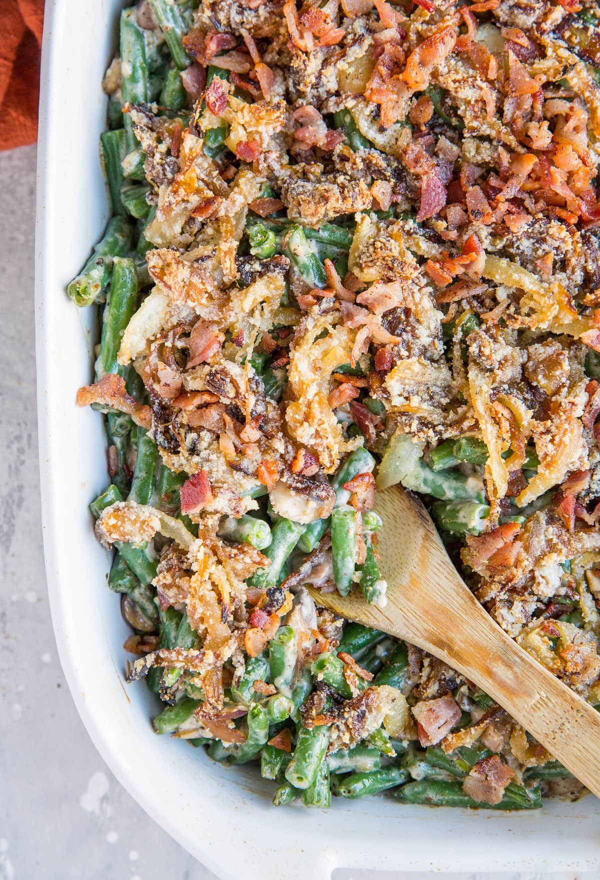 Healthy Green Bean Casserole (Dairy-Free, Gluten-Free) - a healthier recipe for the classic side dish that doesn't require cream of mushroom soup, dairy, or wheat