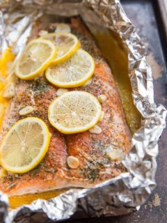 Salmon Baked in Foil with garlic and lemon - an easy healthy dinner recipe that is low-carb, paleo, and whole30