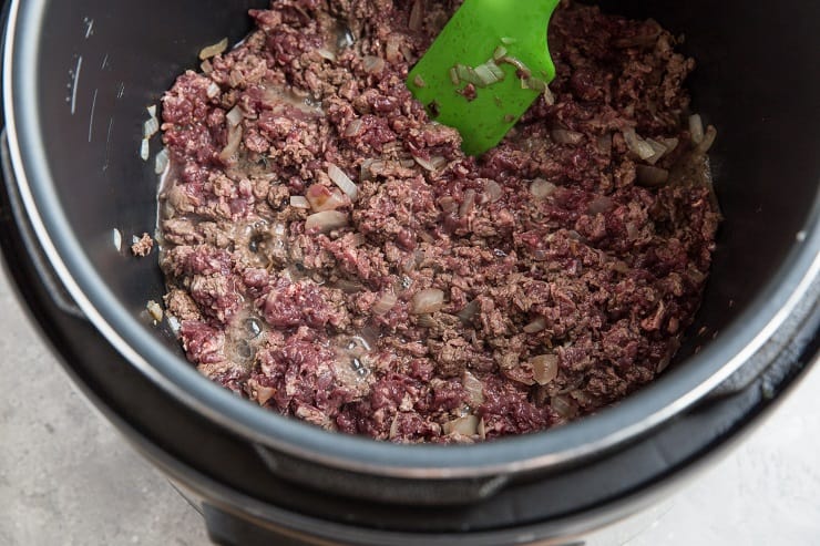 Brown the beef in an instant pot