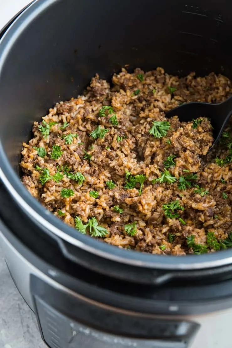 Instant Pot Hamburger Helper with Rice - dairy-free, easy to make and comforting