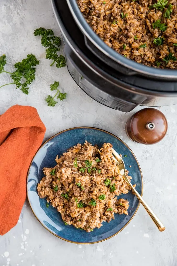 Instant Pot Dairy-Free Homemade Hamburger Helper with Rice - a cleaner version of Hamburger Helper made in the pressure cooker