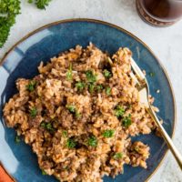 Instant Pot Hamburger Helper - Dairy-free hamburger helper with rice made in the pressure cooker. Easy, filling, delicious!