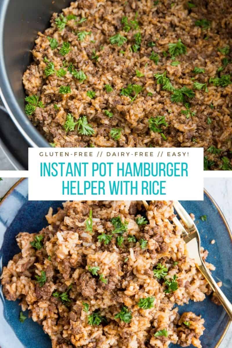 Instant Pot Hamburger Helper with Rice - gluten-free, dairy-free, healthy version of the classic recipe. A delicious comforting and healthy dinner recipe