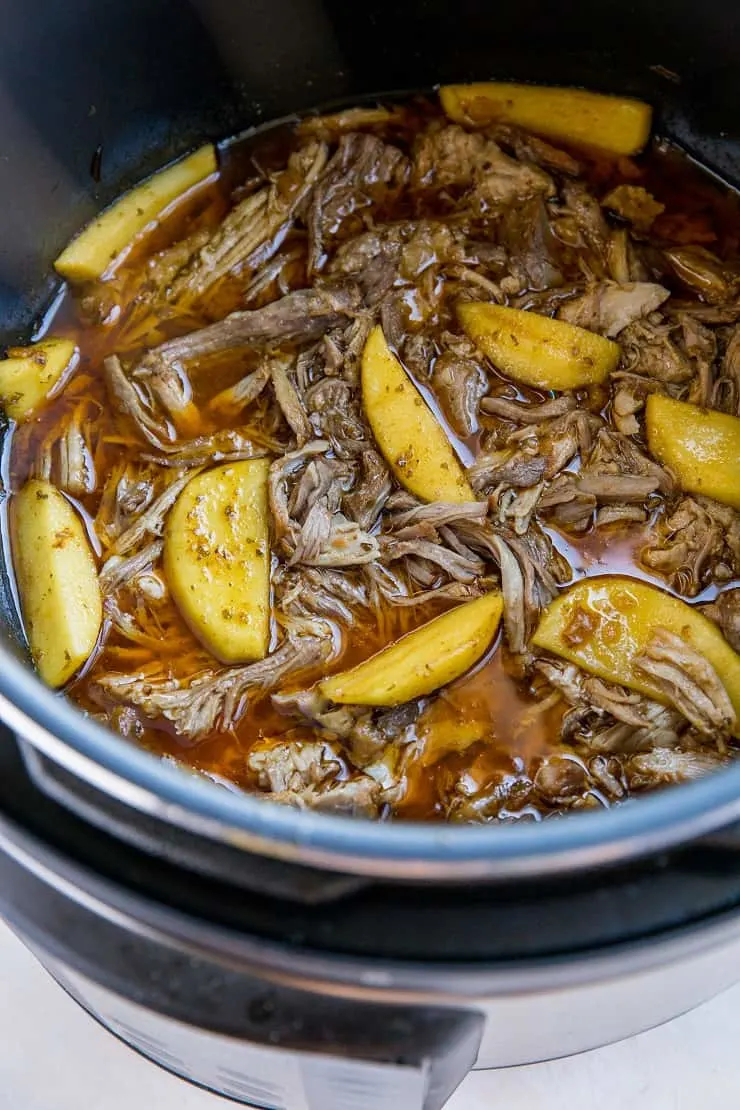 Instant Pot Pulled Pork and Apples - the quickest, easiest recipe for pulled pork