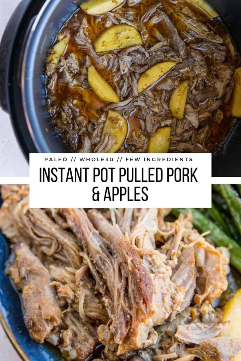 Paleo Instant Pot Pulled Pork and Apples - naturally sweetened amazing tender shredded pork made easily in the pressure cooker!