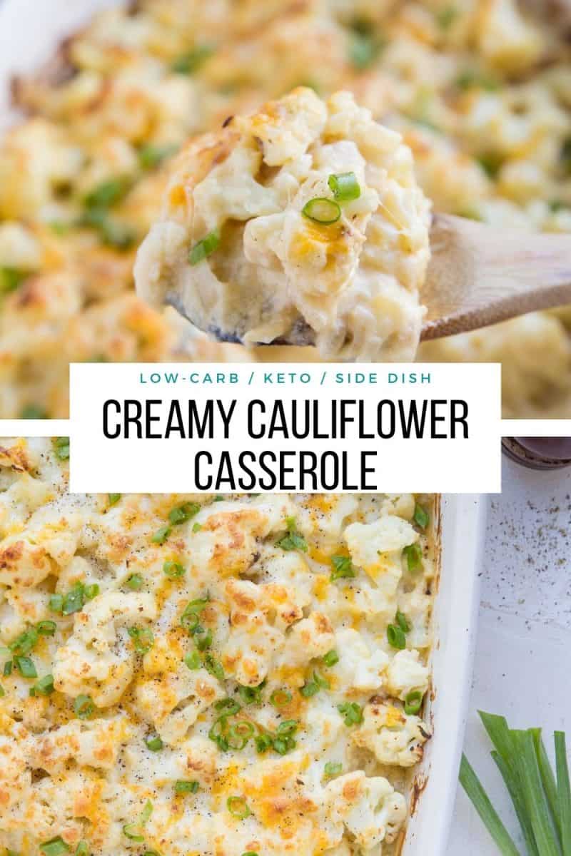 Keto Cauliflower Casserole - a creamy, cheesy delicious low-carb casserole recipe perfect for serving friends and family