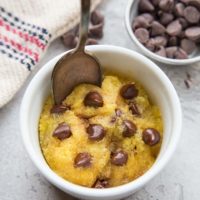 Keto Mug Cookie - grain-free, sugar-free single serve cookie recipe. Post includes an option for either coconut flour or almond flour