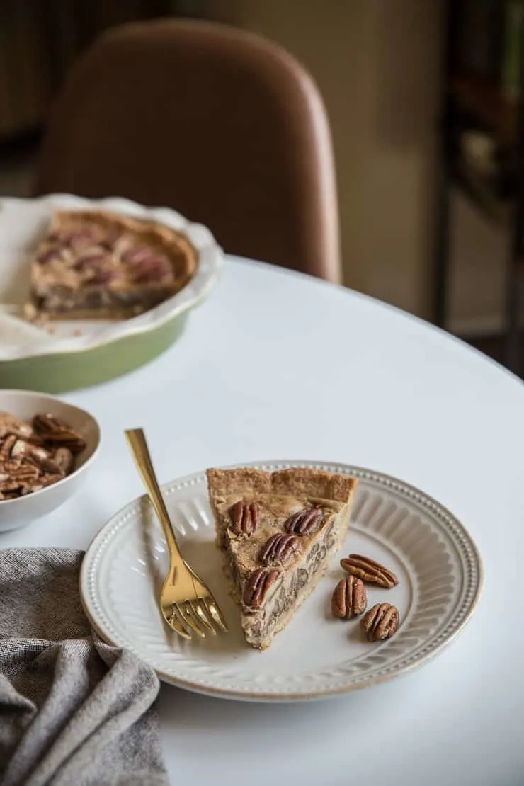 Sugar-Free Pecan Pie (Keto, Low-Carb) - grain-free, sugar-free, dairy-free, healthier pecan pie recipe for a low-carb dessert. Recipe includes a paleo option