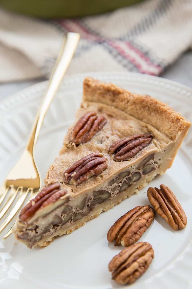 Keto Low-Carb Pecan Pie - sugar-free pecan pie recipe made grain-free, refined sugar-free, dairy-free and delicious