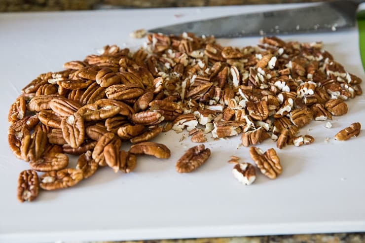 Chop the pecans for the pecan pie