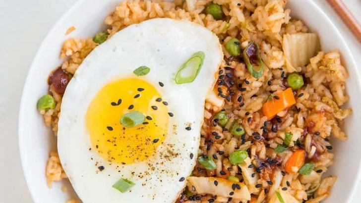 Easy Kimchi Fried Rice - a flavorful Korean side dish