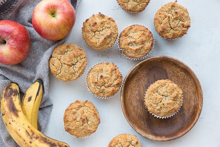 Healthy Apple Cinnamon Muffins Recipe made paleo-friendly with almond flour and no added sweeteners. Grain-free, refined sugar-free, dairy-free and healthy