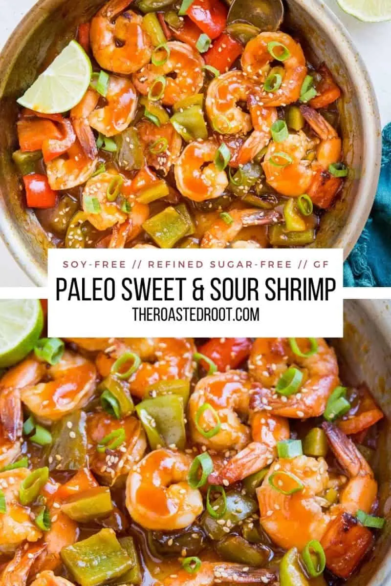 Healthy Sweet and Sour Shrimp Recipe made soy-free and refined sugar-free for a healthy dinner recipe that's better than takeout!
