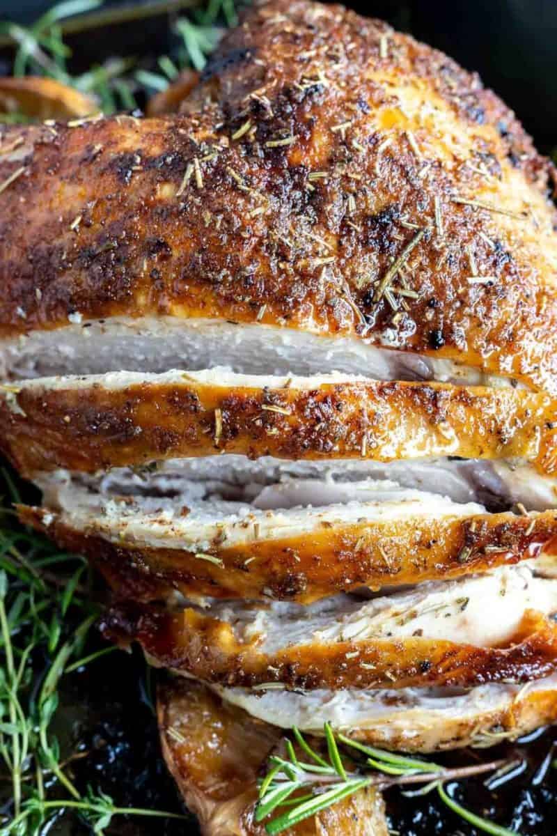 Oven-Roasted Turkey Breast from Wonky Wonderful - This Oven Roasted Turkey Breast Recipe with butter, dried herbs, garlic powder and onion powder is perfect for those small holiday menus. If you’re hosting a small Christmas or Thanksgiving Dinner, this butter and herb turkey breast will be perfect! 