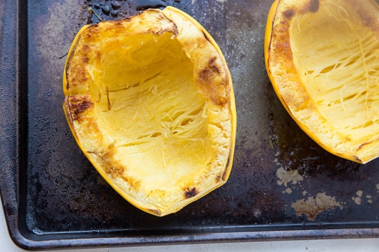 spaghetti squash burrito bowls - roast the spaghetti squash first