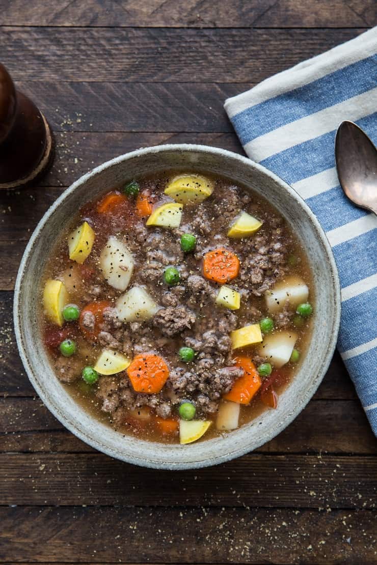 Vegetable Beef Soup - an easy, healthful soup recipe packed with vegetables. Whole30 and delicious!