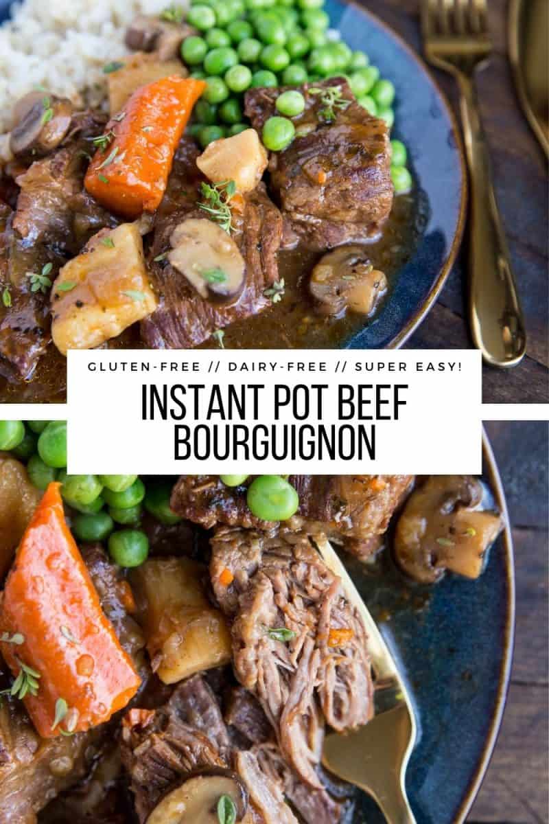 Instant Pot Beef Bourguignon - an easy gluten-free beef bourguignon recipe made in the pressure cooker. Perfectly tender beef stew with carrots