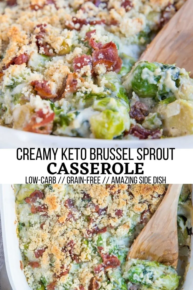 Creamy Brussel Sprout Casserole with bacon and crispy topping is an amazing side dish to share with friends and family. Even the biggest brussel sprout naysayers will love this cheesy casserole!
