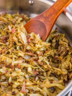 Caramelized Cabbage and Bacon - an easy vegetable side dish with cabbage, onions, garlic, and bacon! Use it as a side, or even as a condiment, like caramelized onions