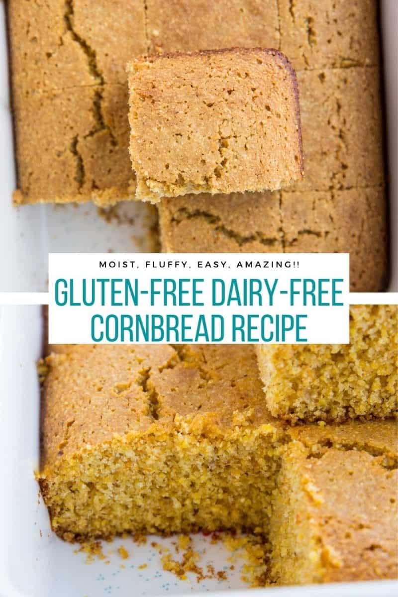 Dairy-Free, Gluten-Free Cornbread recipe that is ultra moist, fluffy, and amazing! Serve it up alongside anything!