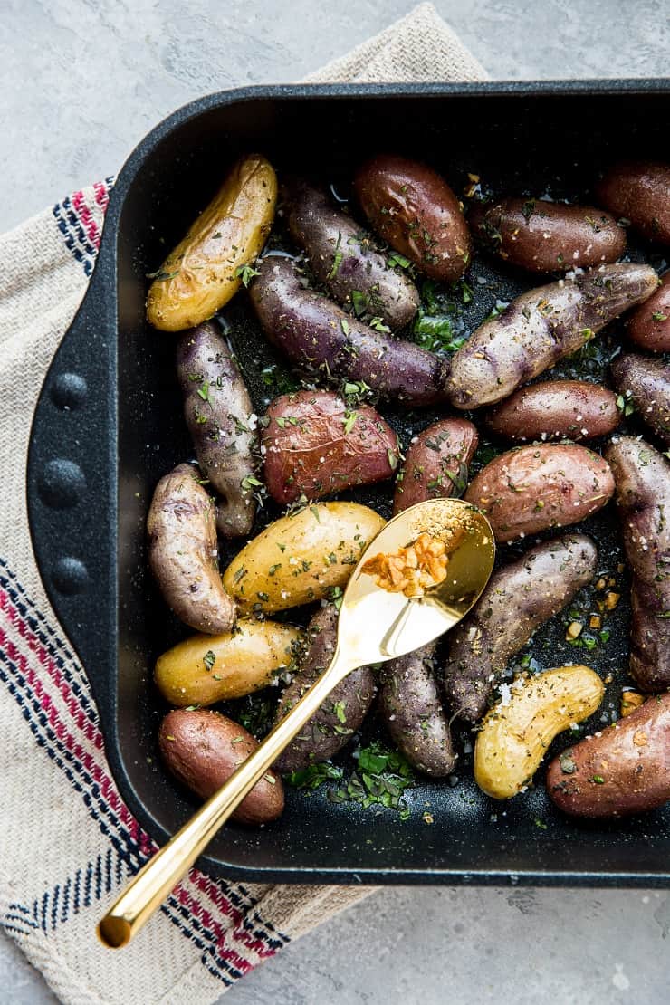 Easy Garlic Roasted Potatoes with fresh herbs